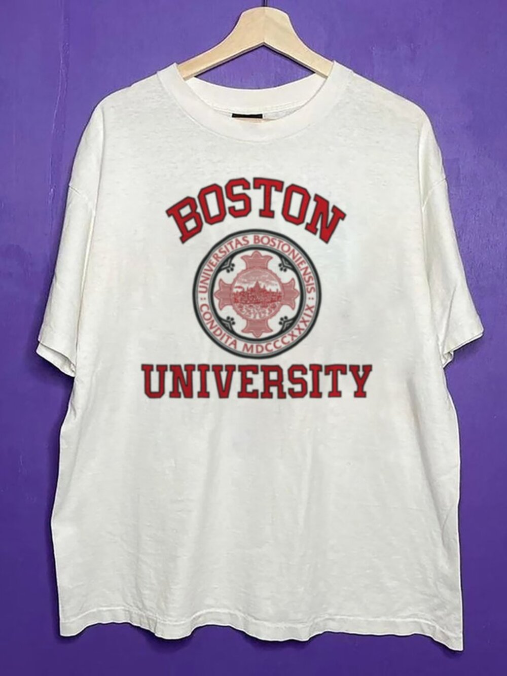 Vintage Boston University Style Shirt, Retro BU Boston University EST 1839 Shirt